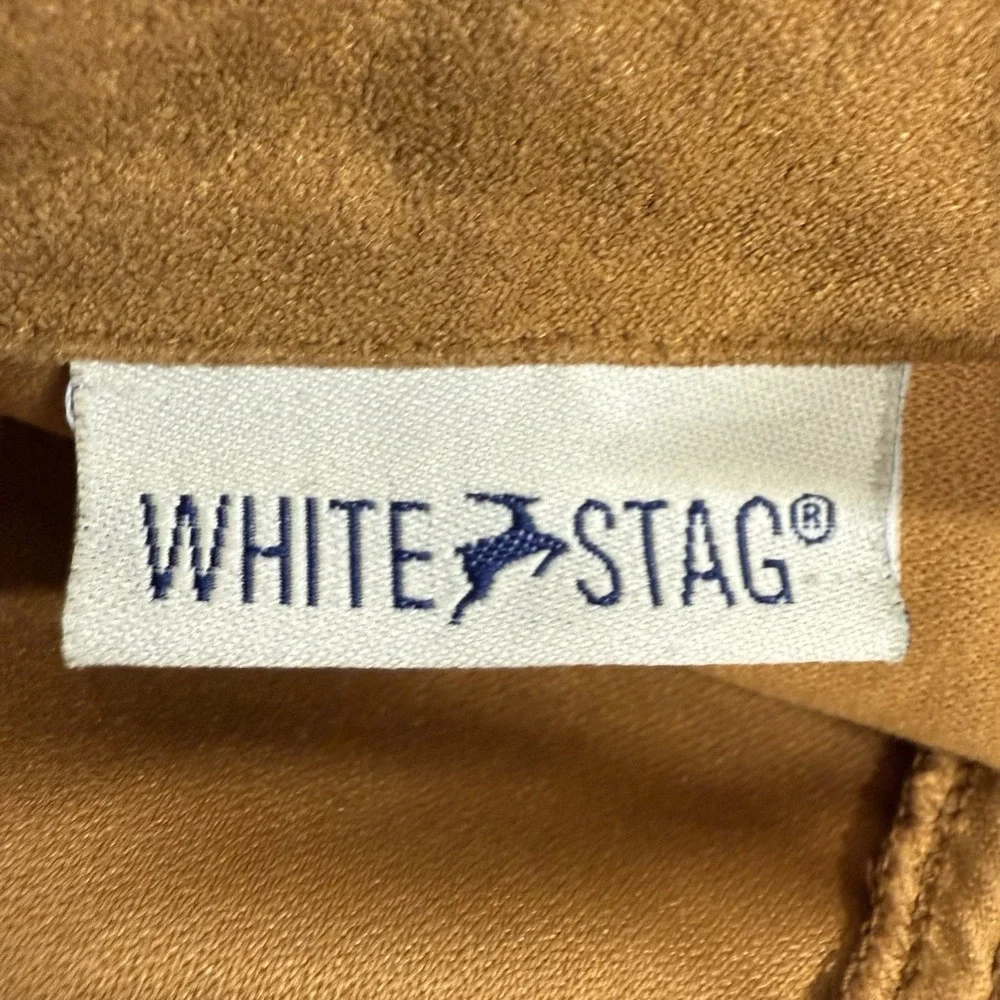 White Stag Faux‎ Suede Shirt Jacket Women's M Brown Button Front Lined Shacket - Picture 9 of 16
